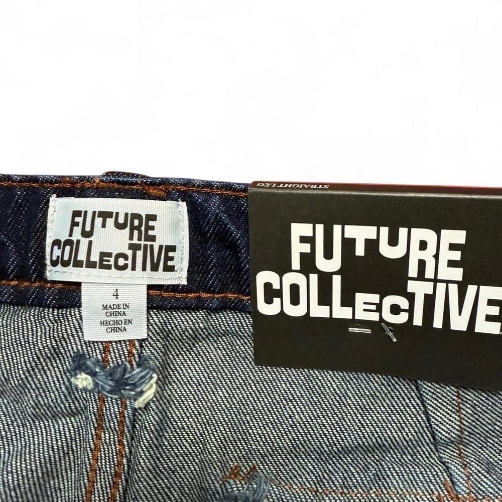 Future Collective Straight Leg High-Rise Dark Wash Blue Jeans Women’s Size 4 NWT - Picture 5 of 8